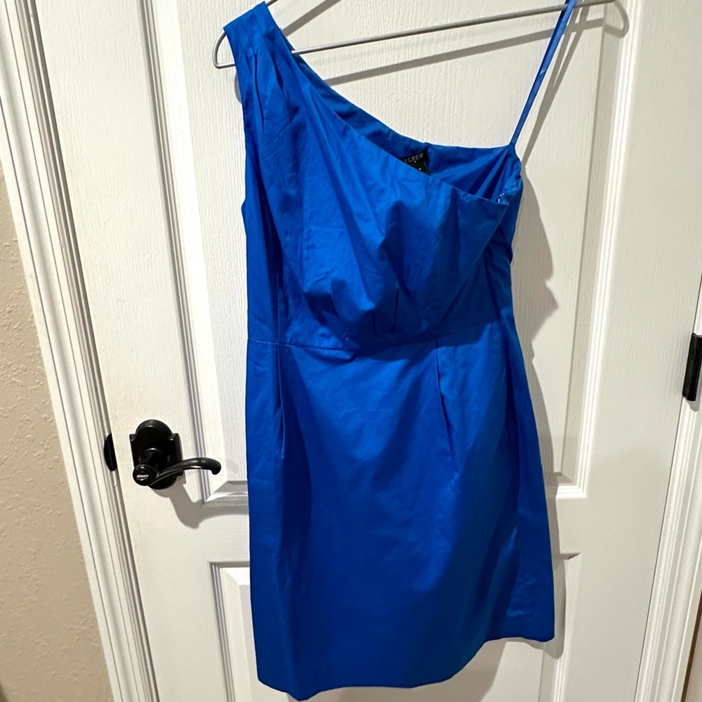 J Crew Blue One Shoulder Cocktail Dress NWT